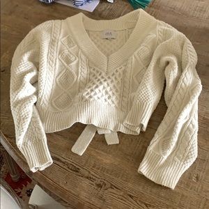 JOA off white tie back sweater
